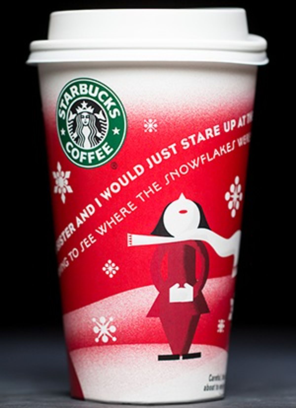 2010 Starbucks Holiday Cup with carol singer drawing
